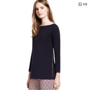 Tory Burch Riley 100% Merino Wool Navy Sweater - Small